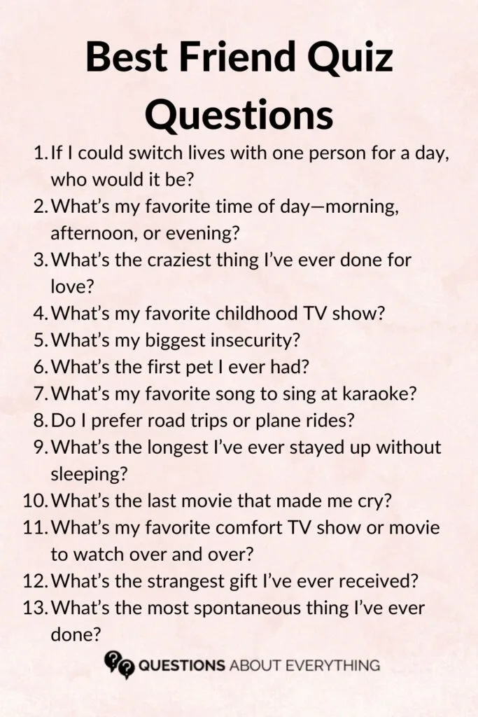 best friends forever quiz