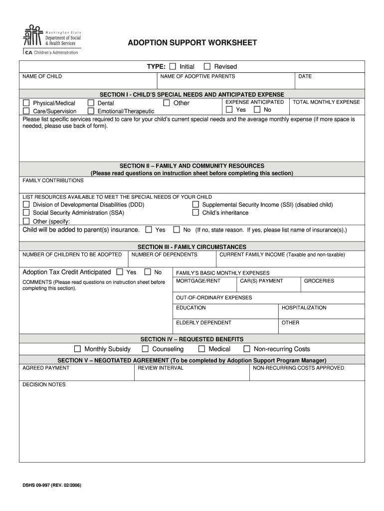 washington state adoption support